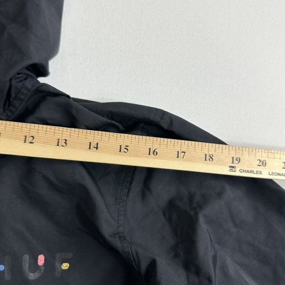 HUF Worldwide Tour Anorak Windbreaker Pullover Jacket Black Big H Logo Men Small - Picture 7 of 10